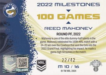 2023 NRL Traders Elite - 2022 Milestones #M10 Reed Mahoney Back